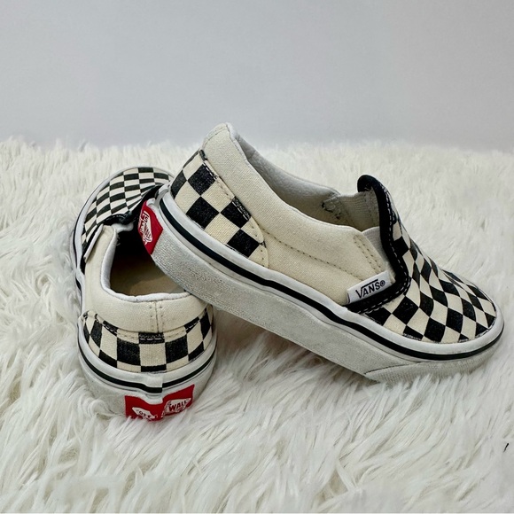 VANS Kids Checkered Slip-On Shoes size 11.5 - Black and White - Picture 4 of 7